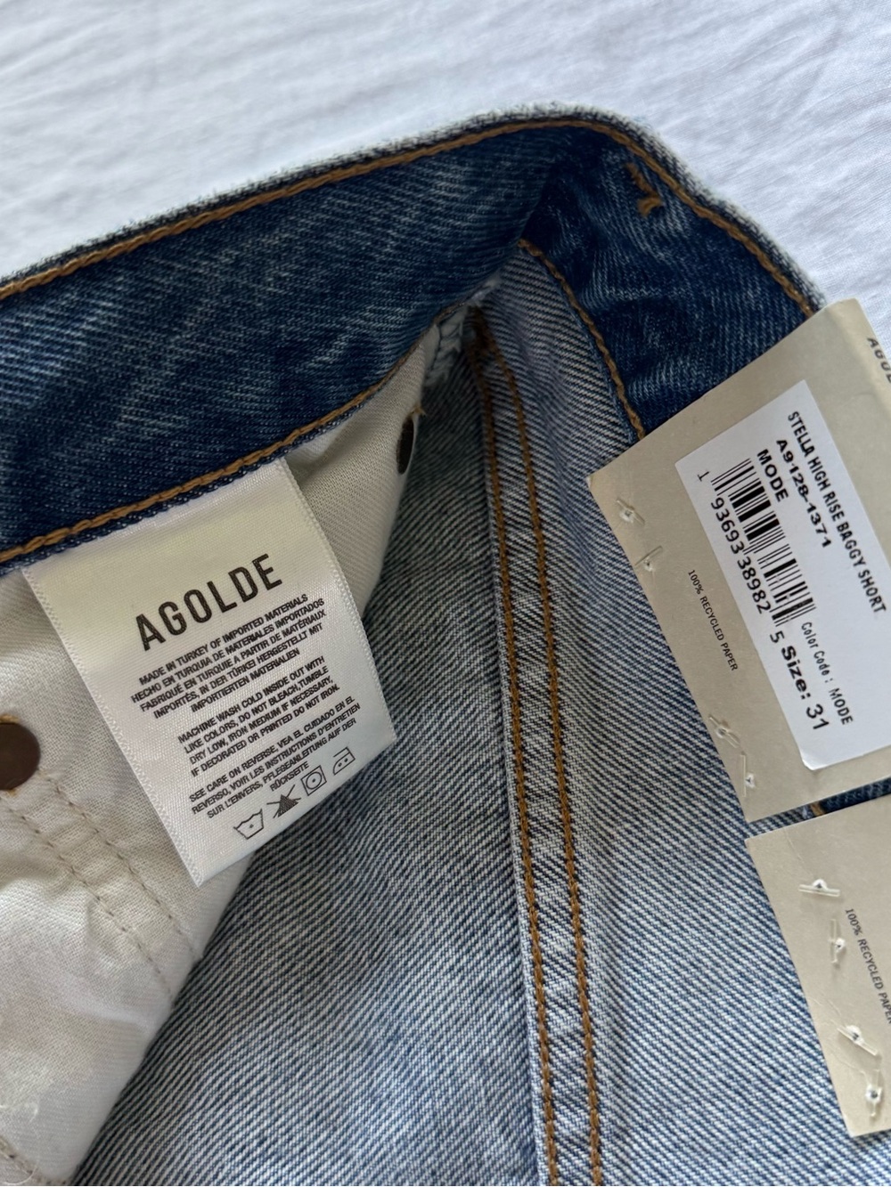 Agolde Stella High-Rise Light Denim Shorts NEW Size 31 - Picture 8 of 8